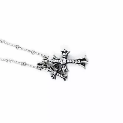 CH Small Cross and Babyfat Charm Necklace with Diamonds