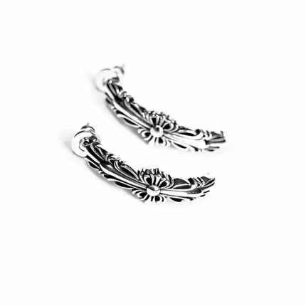 CH DOUBLE FLORAL CROSS HOOP EARRING